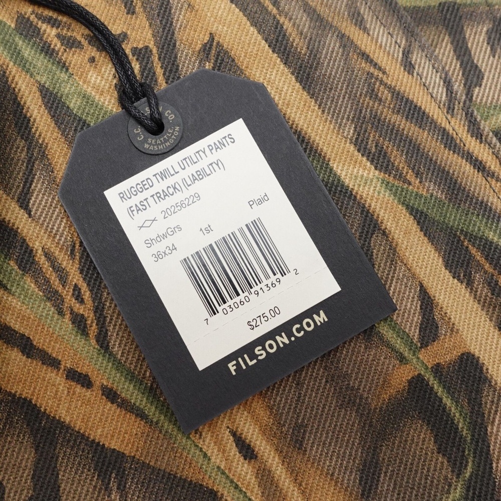 NEW Filson Men's Rugged Twill Mossy Oak Camo Utility Pants 20256229 Shadow Grass - Picture 11 of 16
